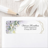 Groene geometrische paarse lavendel retouradres etiket (Insitu)