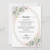 Groene geometrische roze blos bruiloft menu kaart (Voorkant)