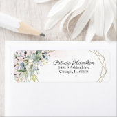 Groene geometrische roze blos terugkeer adreslabel etiket (Insitu)