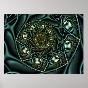 Groene geometrische spiraal poster