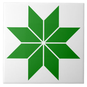 Groene geometrische ster  keramische tegel tegeltje
