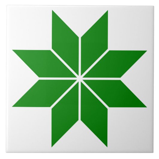 Groene geometrische ster keramische tegel tegeltje (Voorkant)