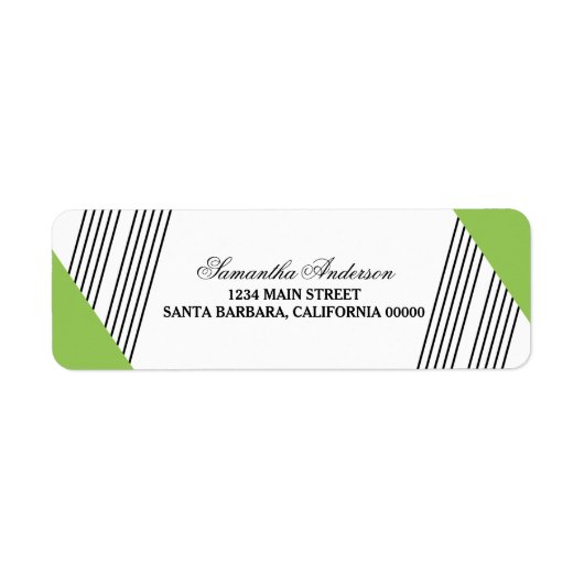 Groene geometrische stripe Adresetiketten Etiket (Voorkant)