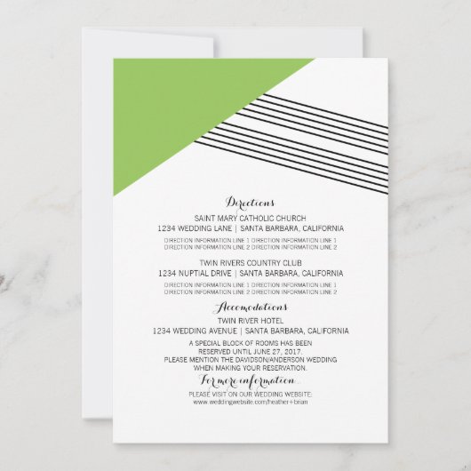 Groene geometrische Stripe Information Kaart (Voorkant)