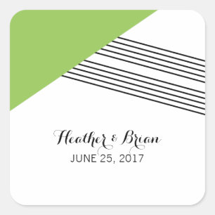 Groene Geometrische Stripe Weddenschappen Vierkante Sticker
