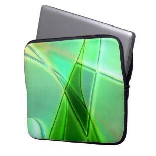 Groene geometrische vormen met kromme omtrek laptop sleeve
