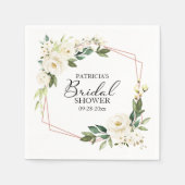 Groene geometrische witte bloem bruiloftsshower servet (Voorkant)
