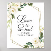 Groene geometrische witte bloem Love Is Sweet bord Poster (Voorkant)