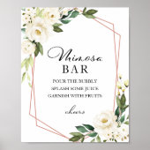 Groene geometrische witte bloem Mimosa Bar bord Poster (Voorkant)