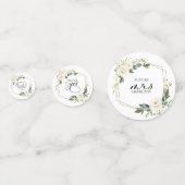 Groene geometrische witte bloemen bruidsdouche confetti (Voorkanten)