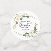 Groene geometrische witte bloemen bruidsdouche confetti (Kleine voorkant)