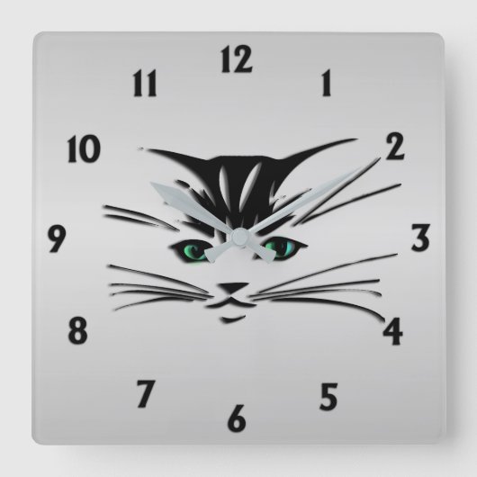Groene geoogste kat vierkante klok (Voorkant)
