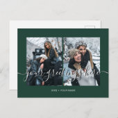 Groene gepersonaliseerde 2 foto's Universele Groet Briefkaart (Voorkant / Achterkant)