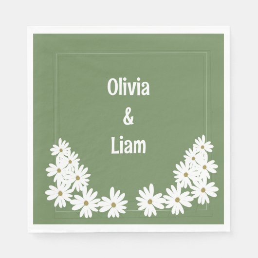 Groene gepersonaliseerde bruiloft servetten (Voorkant)