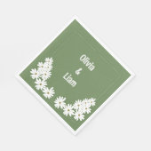 Groene gepersonaliseerde bruiloft servetten (Hoek)