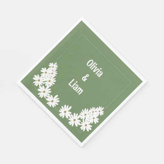 Groene gepersonaliseerde bruiloft servetten (Hoek)