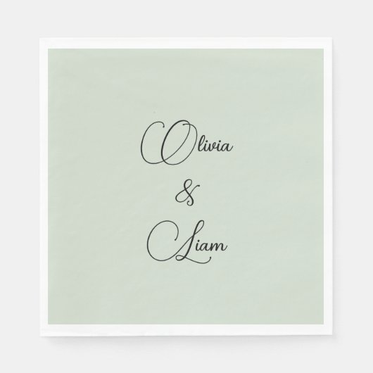Groene gepersonaliseerde bruiloft servetten (Voorkant)