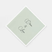 Groene gepersonaliseerde bruiloft servetten (Hoek)