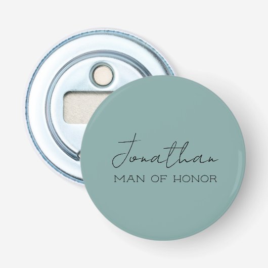 Groene gepersonaliseerde flesopener voor de man va button flesopener (Voorkant)