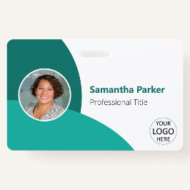 Groene gepersonaliseerde foto, logo, barcode werkn badge