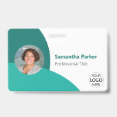 Groene gepersonaliseerde foto, logo, barcode werkn badge (Voorzijde)