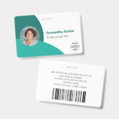 Groene gepersonaliseerde foto, logo, barcode werkn badge (Voor- en achterkant)