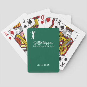 Groene gepersonaliseerde golfer script handgeschre pokerkaarten
