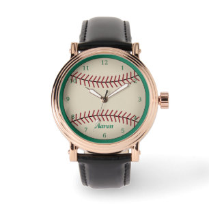 Groene gepersonaliseerde klassieke honkbal horloge