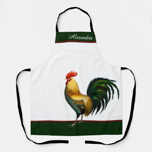 Groene Gepersonaliseerde Kleurrijke Haan Kip Schort (Voorkant)