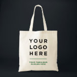 Groene gepersonaliseerde logo en tekst canvas tas<br><div class="desc">Eenvoudige groene Professional Business Logo Slogan Corporate Promotional canvas tas met uw bedrijf logo en een gepersonaliseerde slogan, website, sociale of elke marketingtekst, ideaal als weggeefactie voor bedrijfsfeesten, medewerkers, klanten.</div>