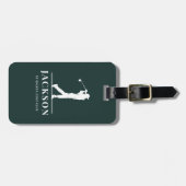 Groene gepersonaliseerde Monogram Golfer Bagagelabel (Voorkant horizontaal)