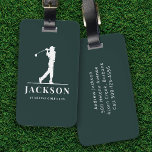 Groene gepersonaliseerde Monogram Golfer Bagagelabel<br><div class="desc">Dit ontwerp heeft een golfer die een club zwaait en heeft twee tekstvelden die u kunt gebruiken om het te personaliseren - misschien met een naam en een golfteam of -club.</div>