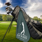 Groene gepersonaliseerde Monogram Golfer Golfhanddoek