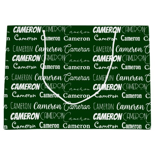 Groene Gepersonaliseerde Naam Font Collage Kerstmi Groot Cadeauzakje (Voorkant)