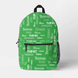 Groene gepersonaliseerde naam terug naar school ki bedrukte rugzak