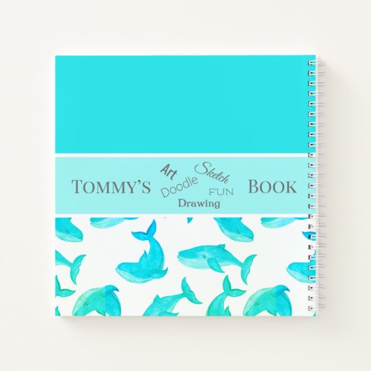 Groene gepersonaliseerde naam walvissen notitieboek (Achterkant)