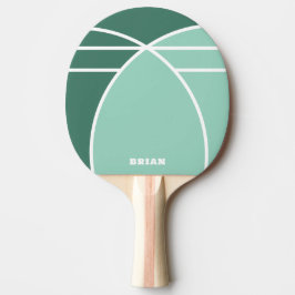 Groene gepersonaliseerde pingpongbat met naam tafeltennisbatje