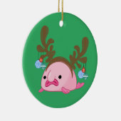 Groene gepersonaliseerde rendiervis keramisch ornament (Rechts)