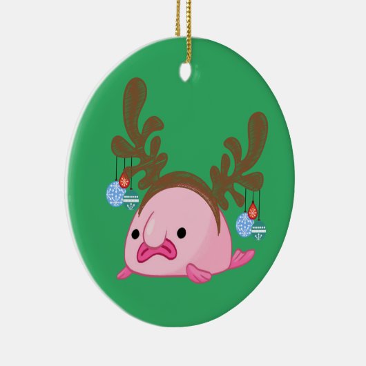 Groene gepersonaliseerde rendiervis keramisch ornament (Rechts)