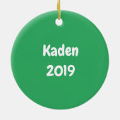Groene gepersonaliseerde rendiervis keramisch ornament (Achterkant)