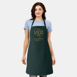 Groene gepersonaliseerde schort met logo aangepast