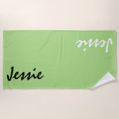 Groene gepersonaliseerde strandhanddoek strandlaken (Voorkant)