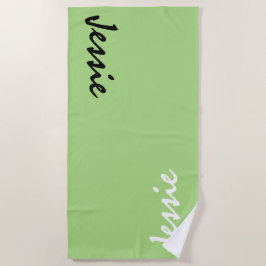 Groene gepersonaliseerde strandhanddoek strandlaken