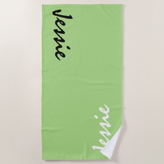 Groene gepersonaliseerde strandhanddoek strandlaken (Voorkant)