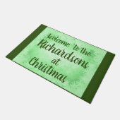 Groene gepersonaliseerde vorst Welkom Deurmat (Schuin)