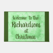 Groene gepersonaliseerde vorst Welkom Deurmat (Voorkant)