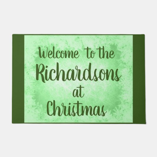 Groene gepersonaliseerde vorst Welkom Deurmat (Voorkant)