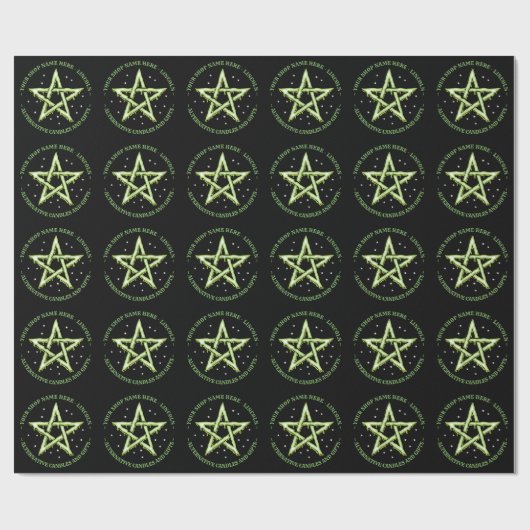 Groene gepersonaliseerde Witchcraft Pentagram Goth Cadeaupapier (Vlak)