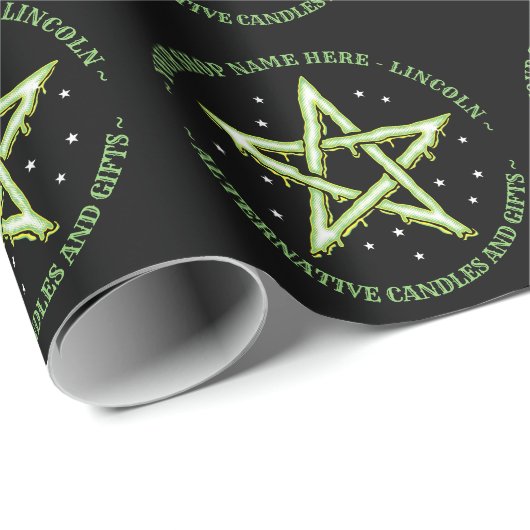 Groene gepersonaliseerde Witchcraft Pentagram Goth Cadeaupapier (Rol Hoek)