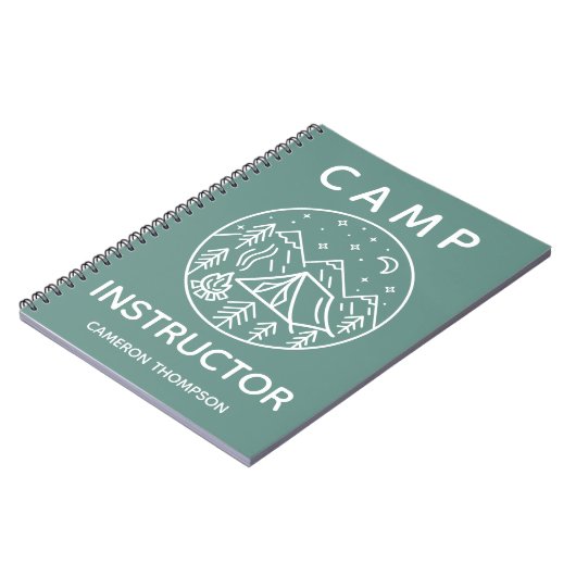 Groene gepersonaliseerde zomer kamp instructeur notitieboek (Linkerzijde)